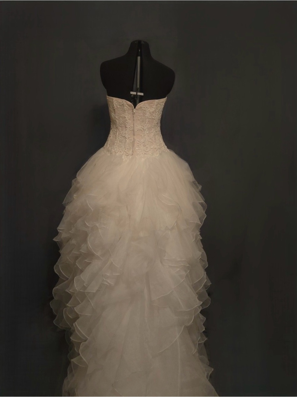 Oleg Cassini Strapless Ivory Ball Gown Wedding Dress - Picture 3 of 13
